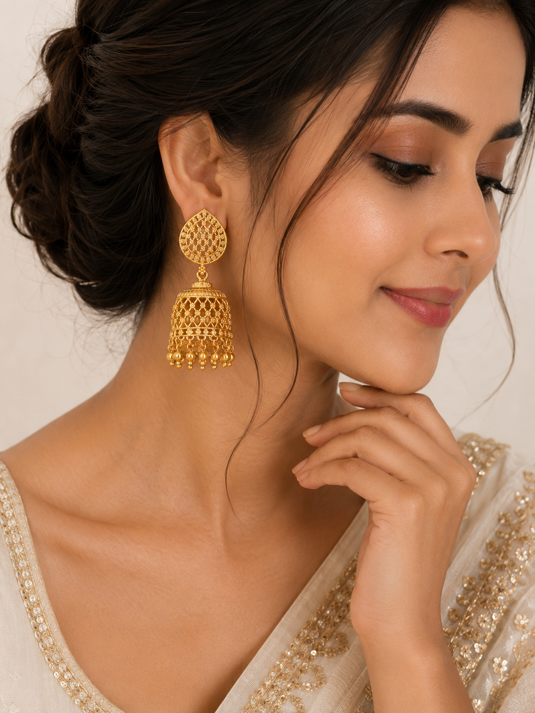 Jazz And Sizzle Gold-Plated Filigree Dome Jhumka Earrings