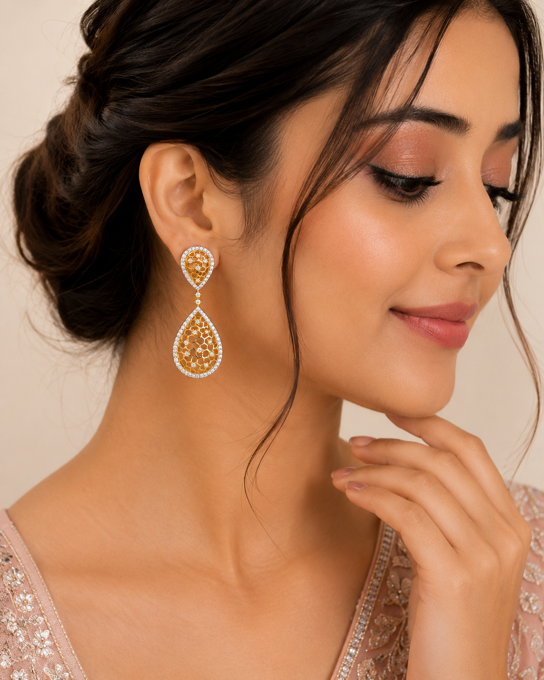 Gold-Plated Filigree Dome Jhumka Earrings