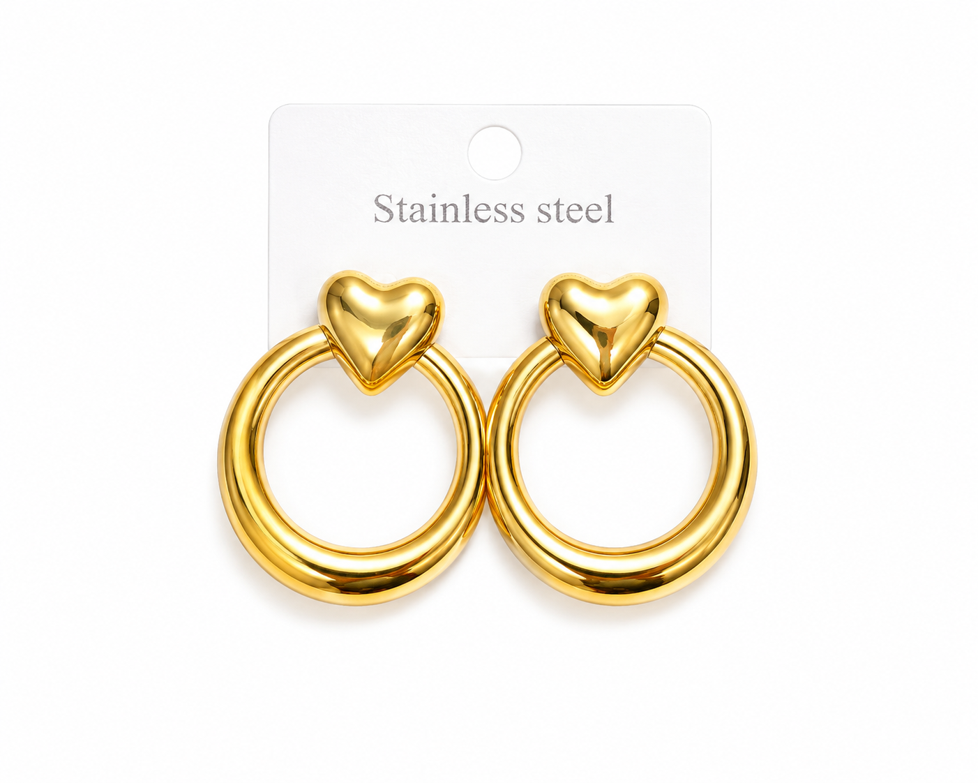 Women's Gold Heart Hoop Earrings | Anti-Tarnish Stainless Steel Statement Earrings