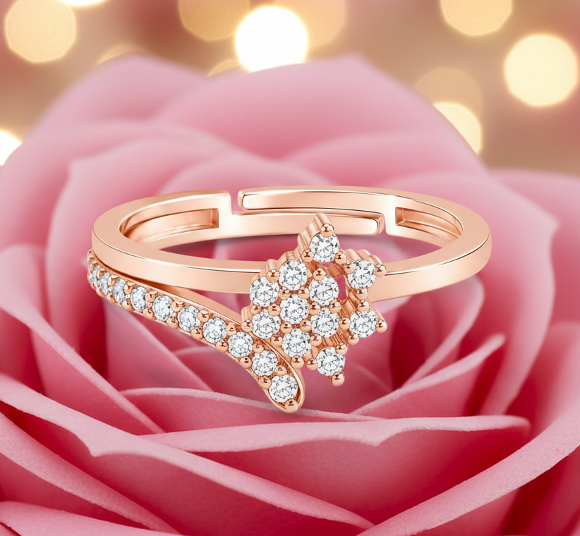 Jazz And Sizzle Rose Gold Plated Adjustable Crystal Ring for Women