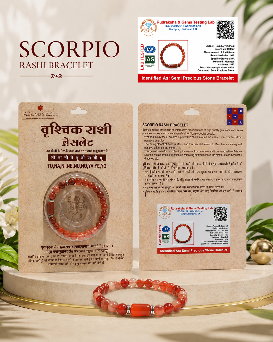 Scorpio (Vrishchik) Zodiac Bracelet-JS-SBR-009
