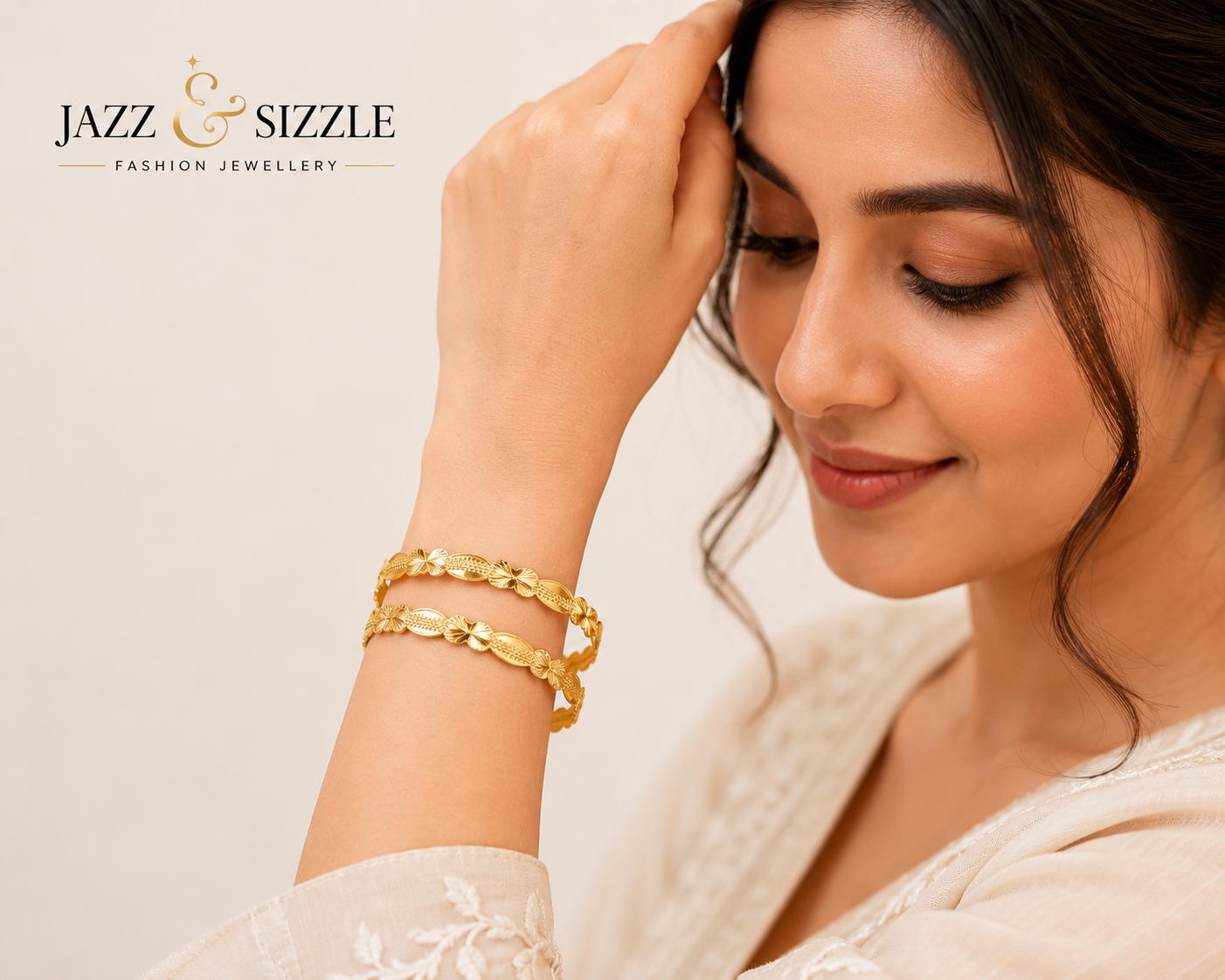 Set Of 2 18K Gold-Plated Bangles