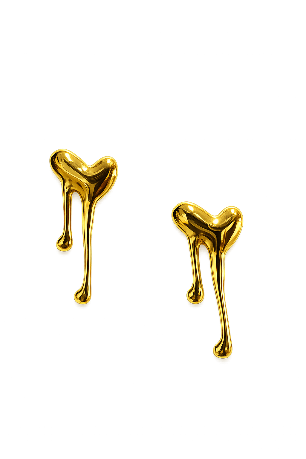 1 Pair of Stylish Stainless Steel Plated Gold love Liquid Earrings