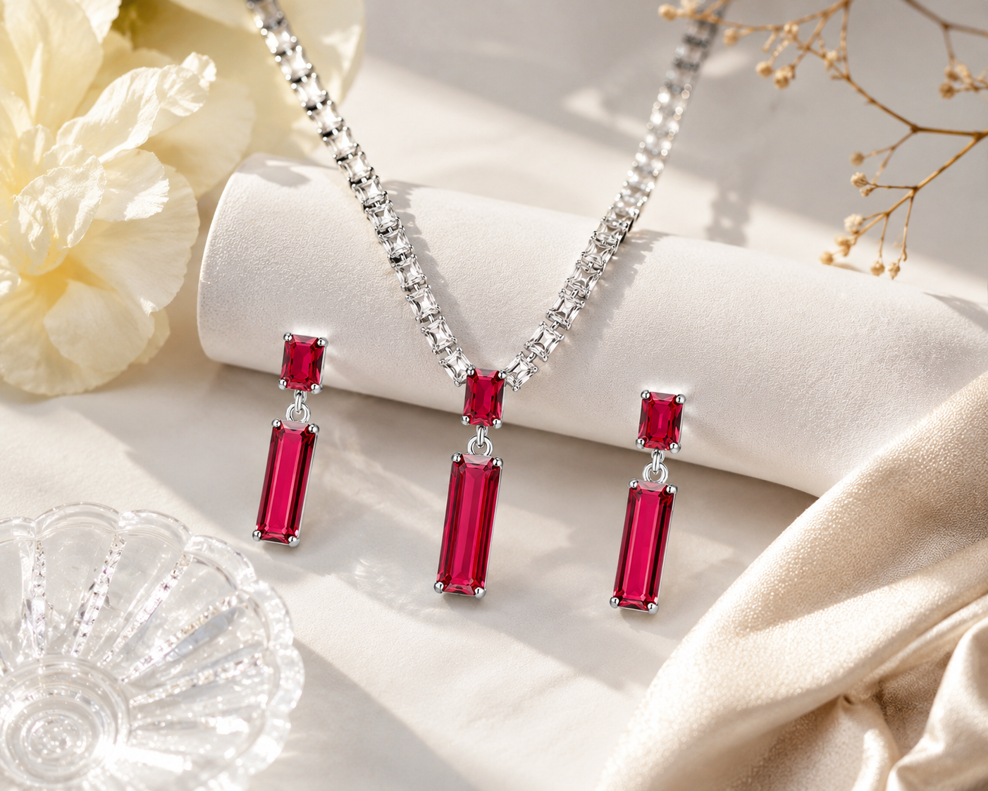 Scarlet Sparkle CZ Jewelry Set