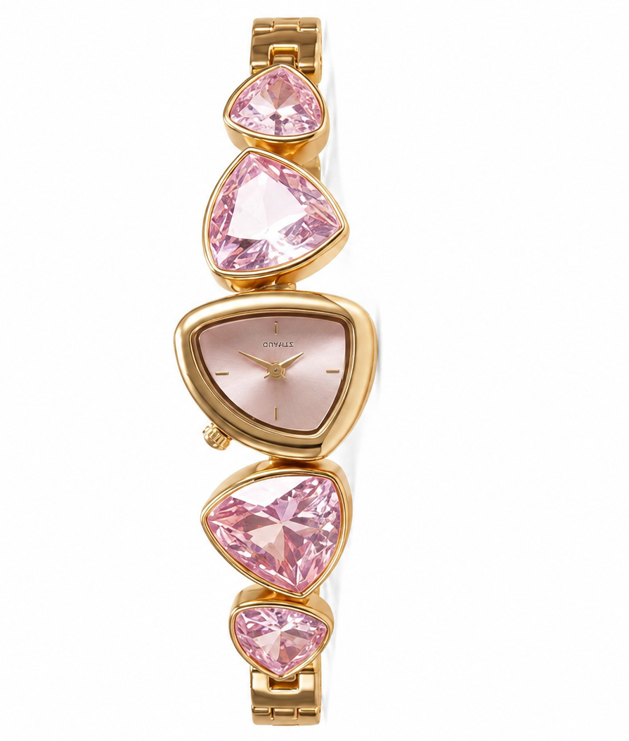 Rosé Crystal Triangle Dial Watch