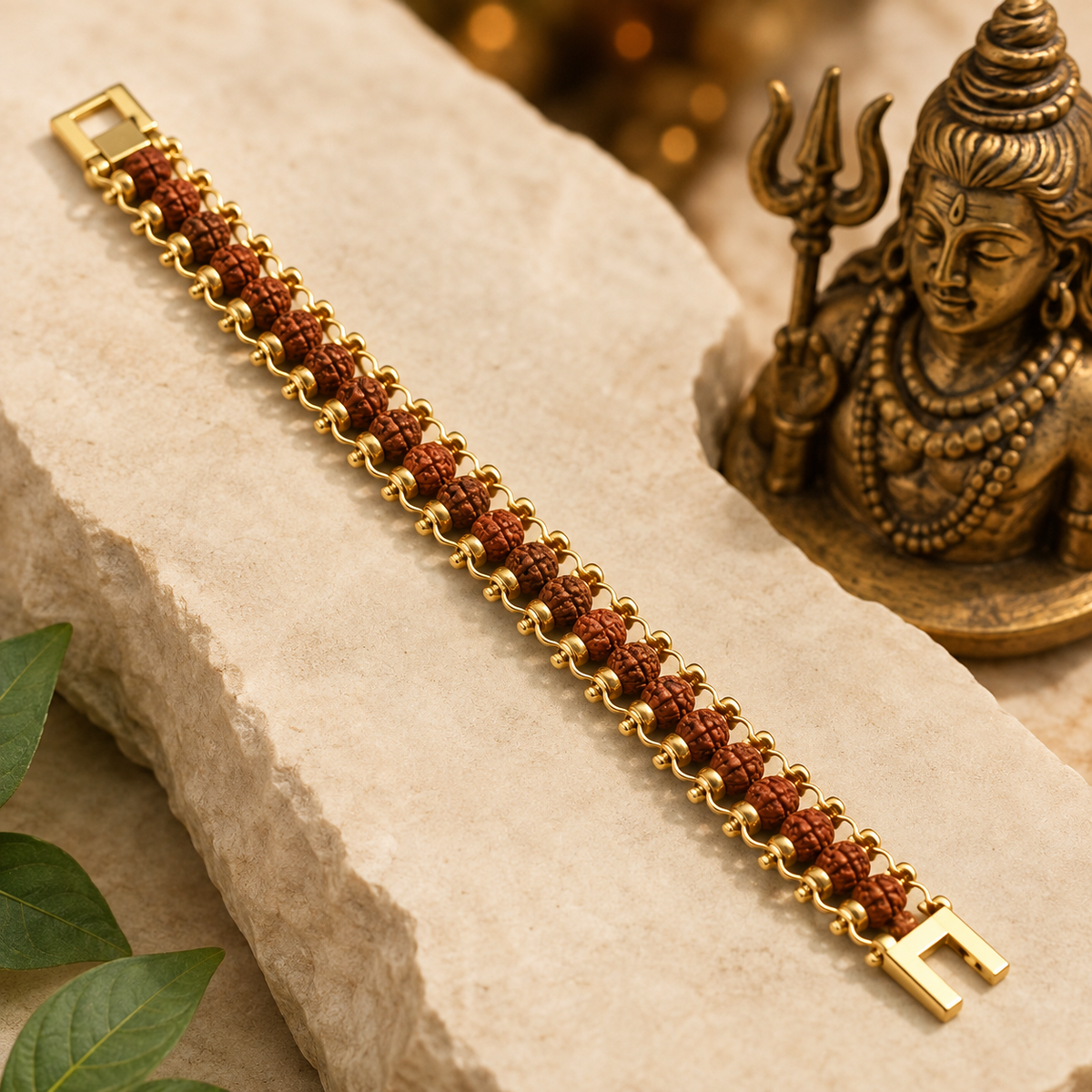 Gold Plated Modern Rudraksha Bracelet-JS-SBR-0002