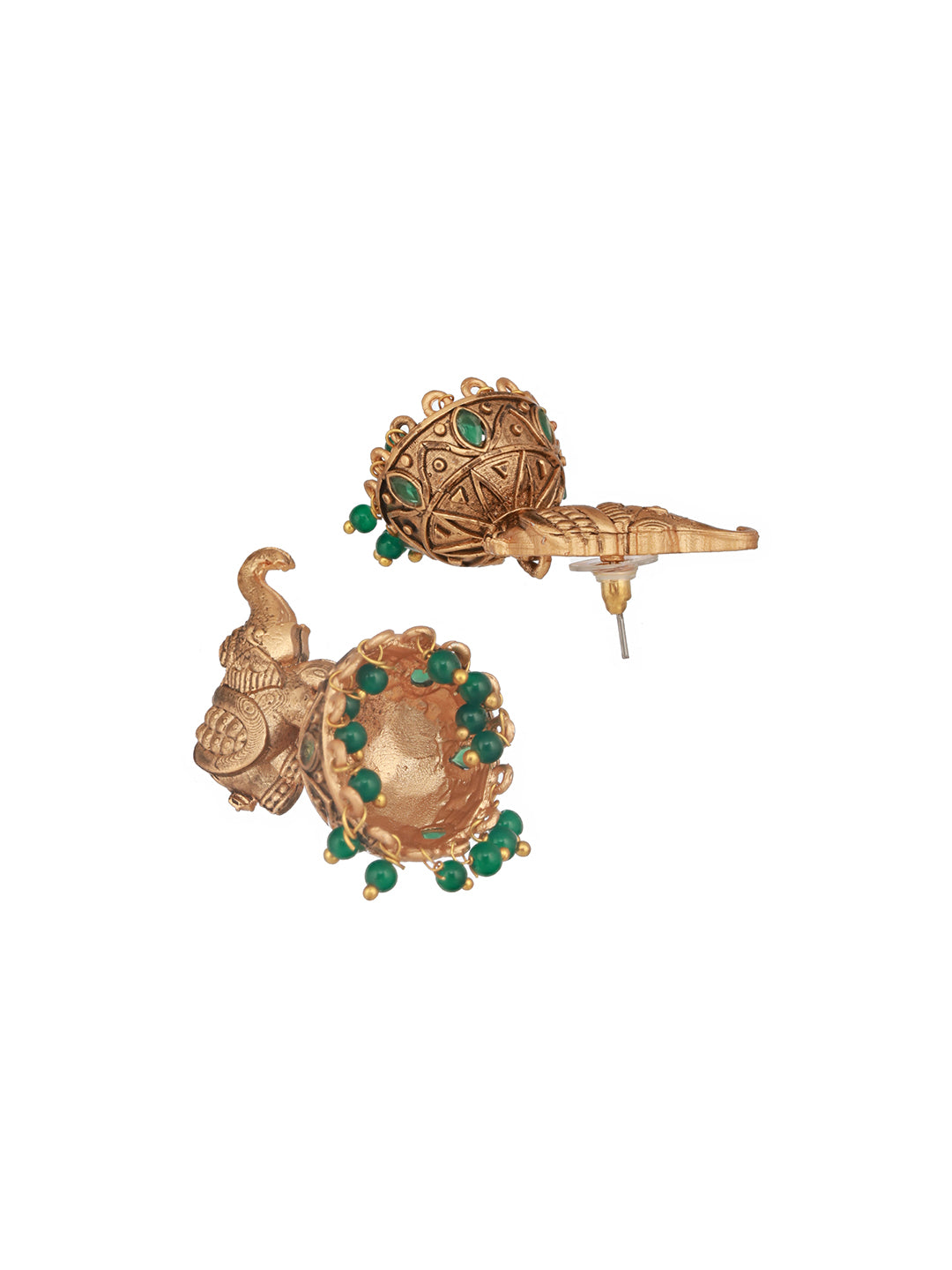 Jazz and Sizzle Gold-Plated Artificial Stones-Studded & Beaded Jhumka Earrings