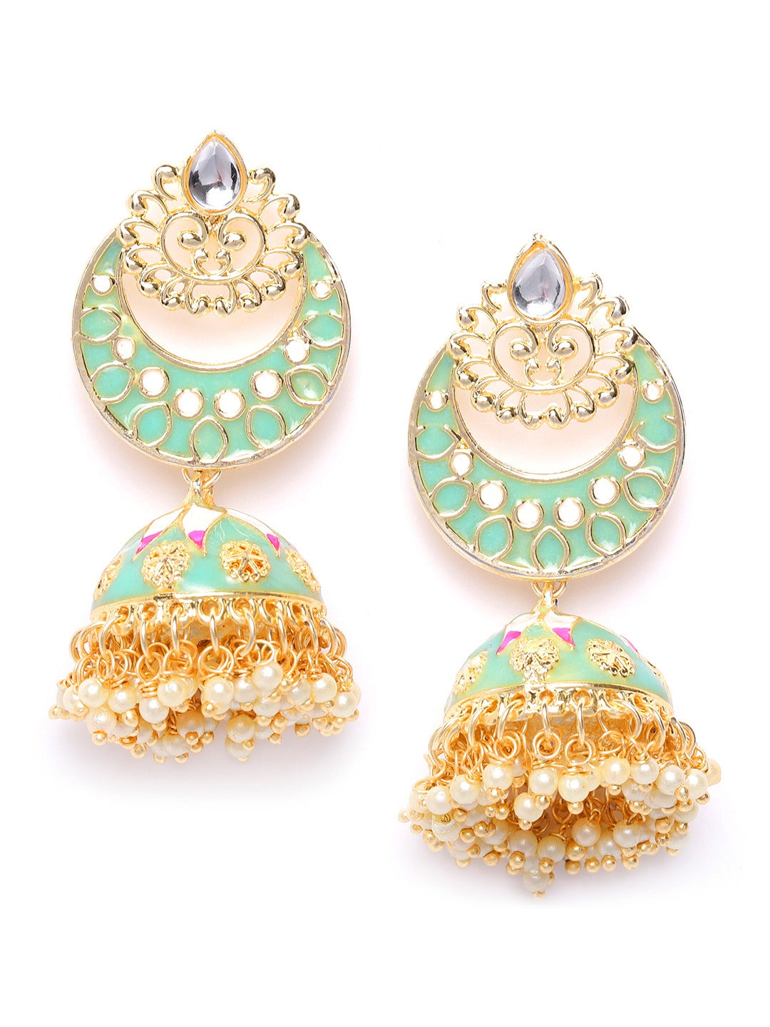 Jazz And Sizzle Gold Plated Crescent Shaped Jhumka Chandbali