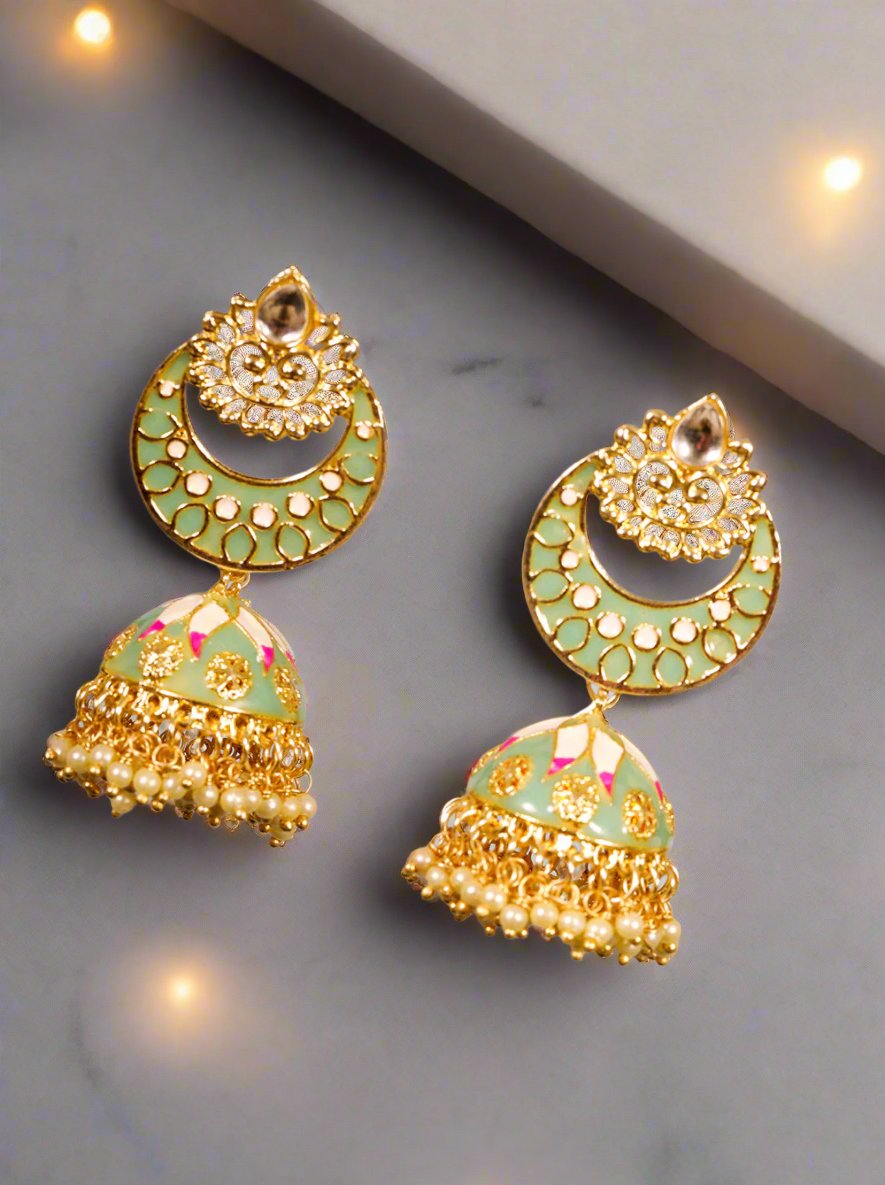 Jazz And Sizzle Gold Plated Crescent Shaped Jhumka Chandbali