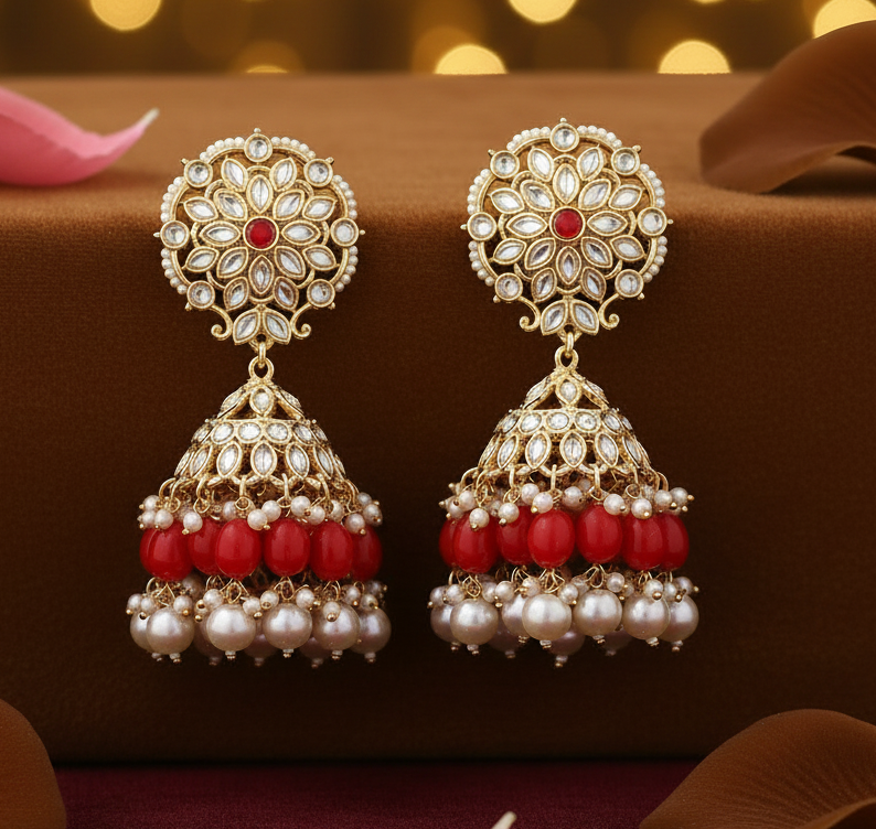 Jazz And Sizzle Kundan Studded Gold Plated Earrings