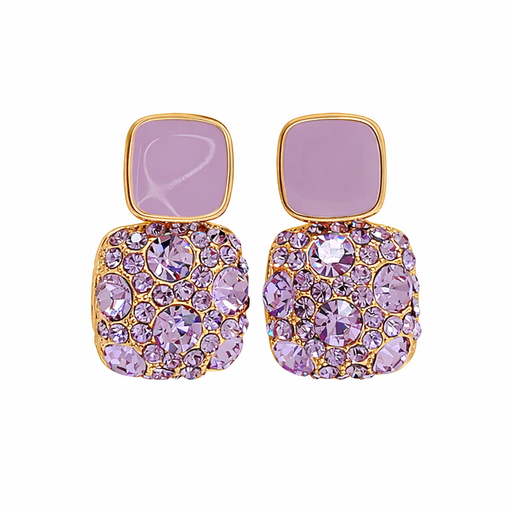 Elegant gold-tone stud earrings with rhinestones
