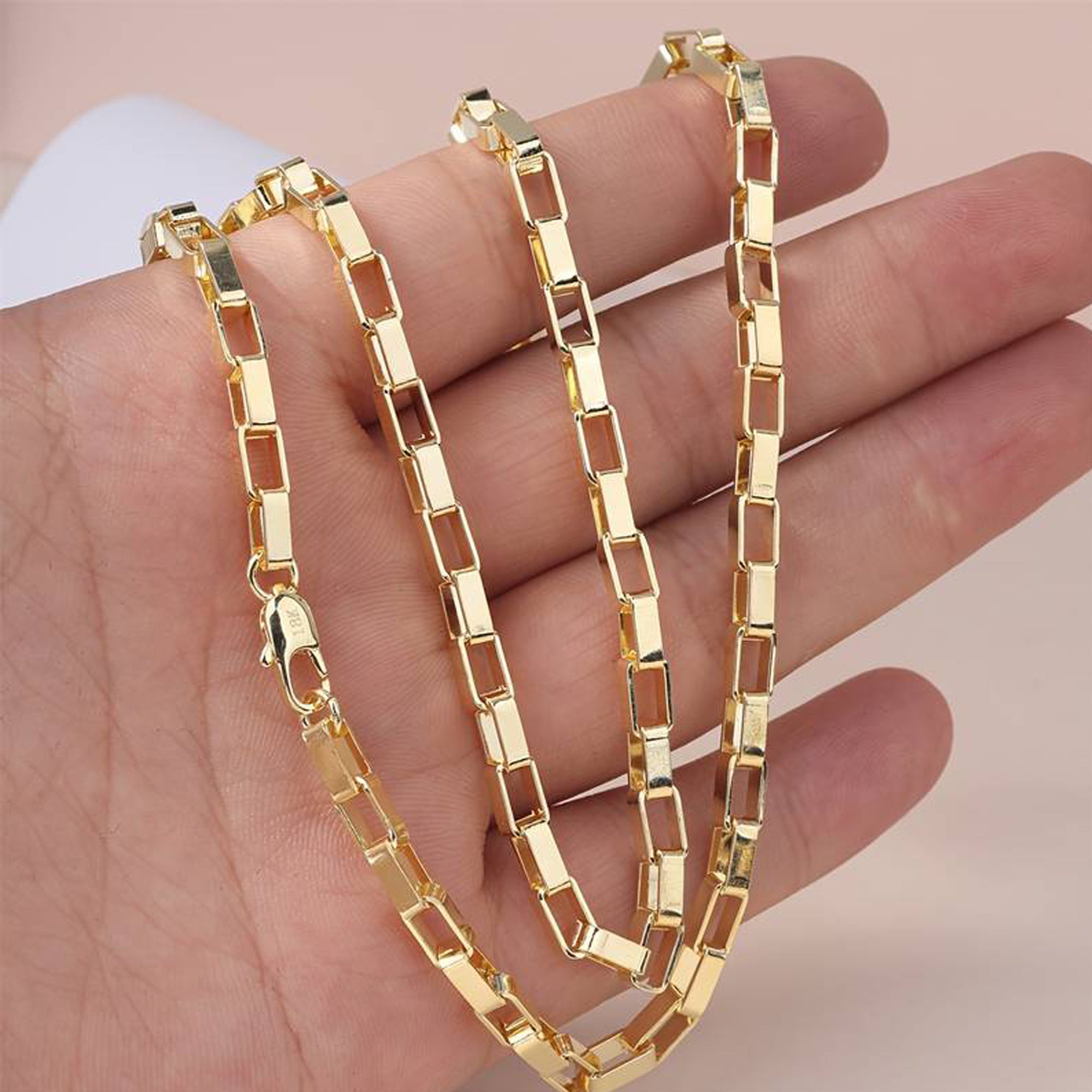DAICY 18kgp Chain Necklace Box Chain Brief Necklace for Men Niche Design Box