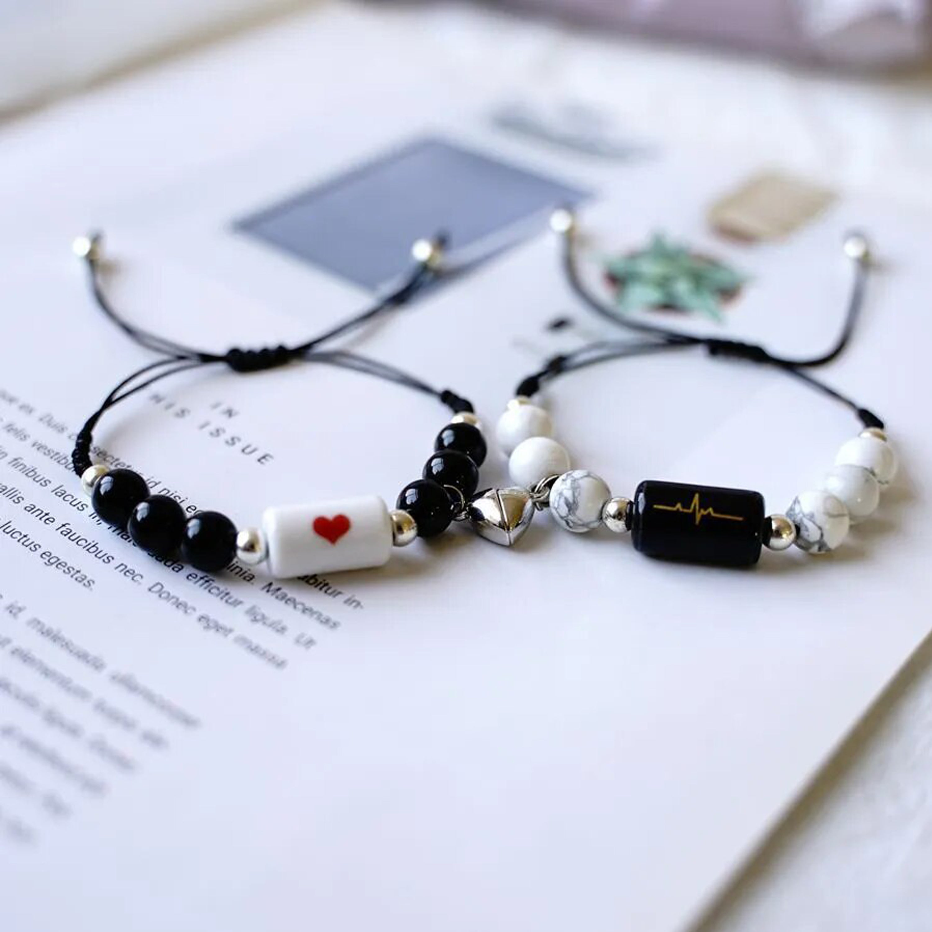 Jazz And Sizzle Set Of 2 Heart Beads Bracelet for Valentines Gift