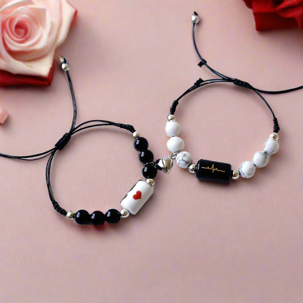 Jazz And Sizzle Set Of 2 Heart Beads Bracelet for Valentines Gift