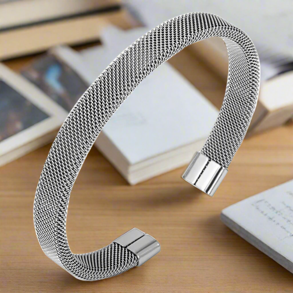 Jazz and Sizzle Men Silver-Plated Cuff Bracelet