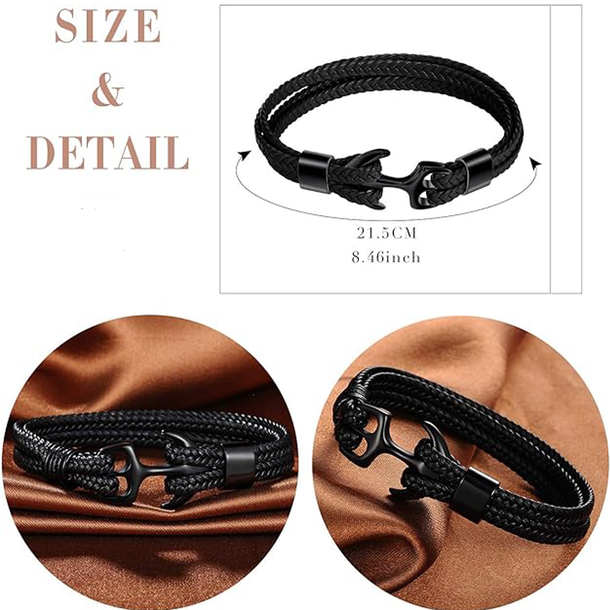 Jazz and Sizzle Men Leather Wraparound Bracelet