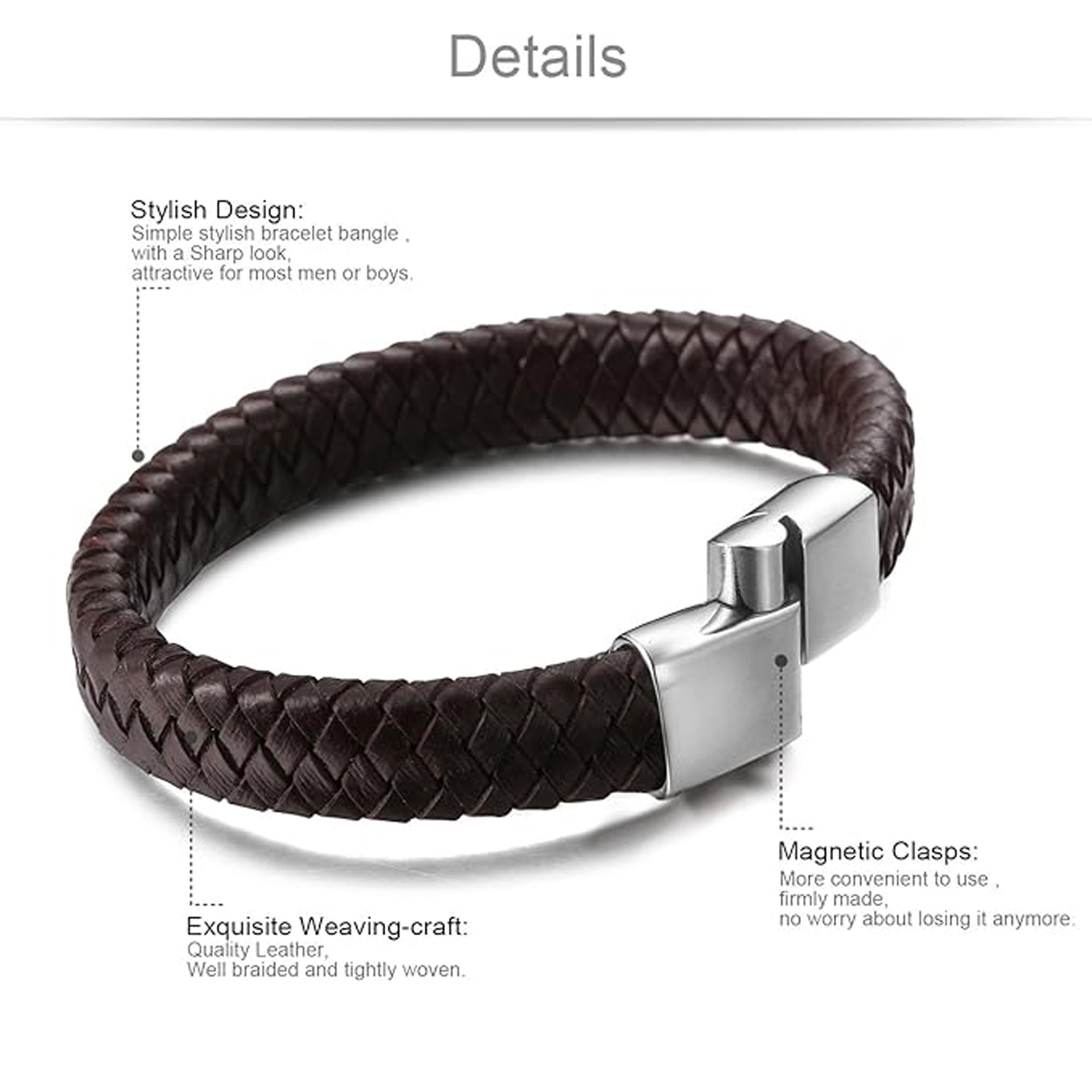 Jazz and Sizzle Men Leather Textured Wraparound Bracelet