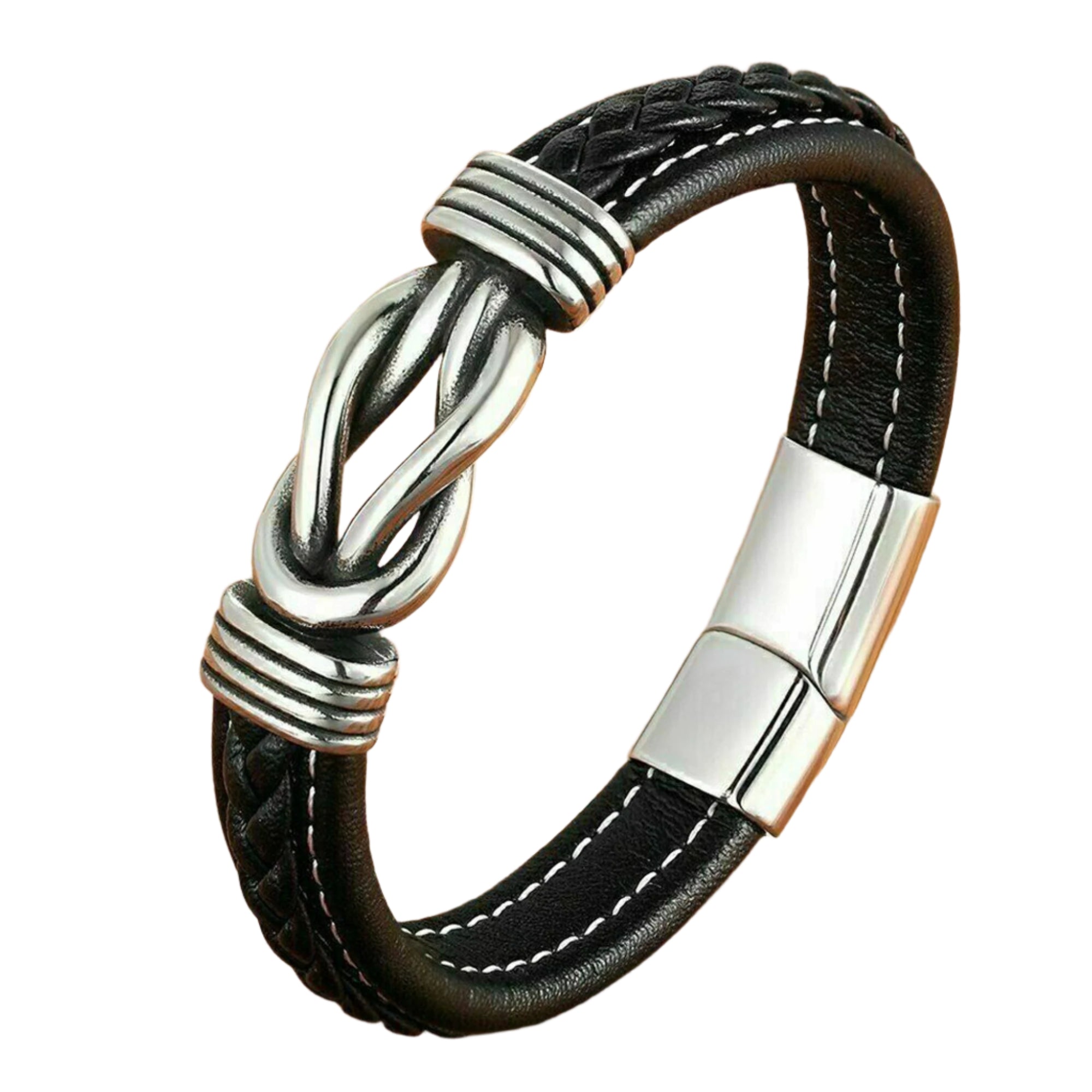 Jazz and Sizzle Men Black & Silver-Toned Oxidized Bangle-Style Bracelet