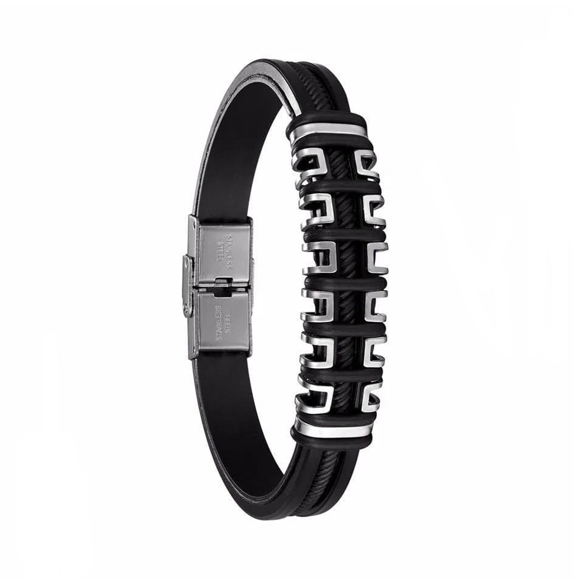 Jazz and Sizzle Men Silver-Plated Wraparound Bracelet