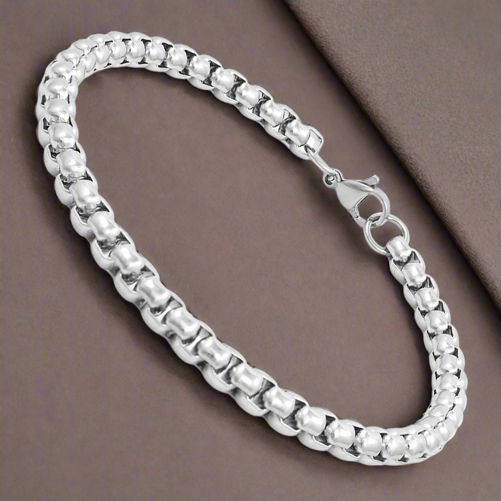 Men Silver Plated Link Bracelet Combo