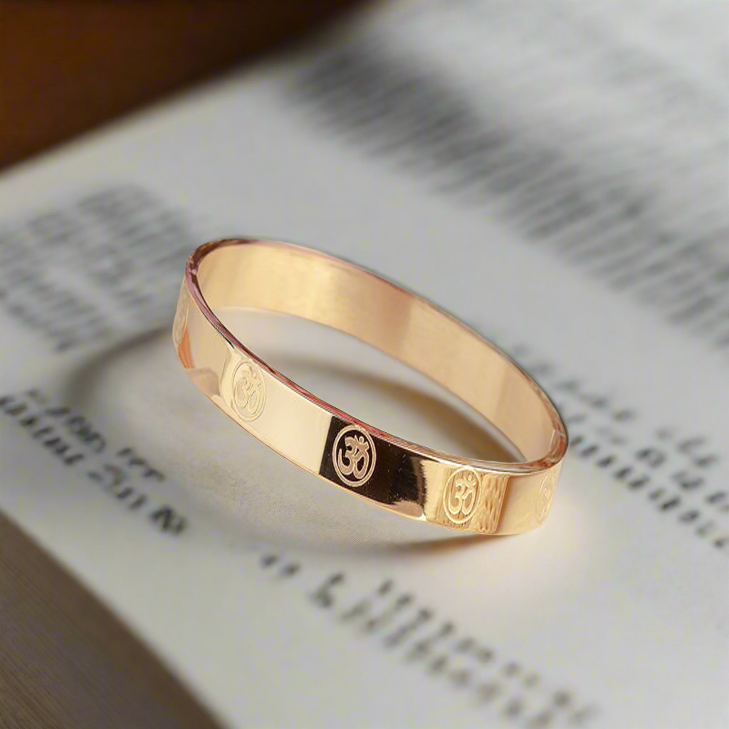 Jazz and Sizzle Men Temple Gold-Plated Kada Bracelet