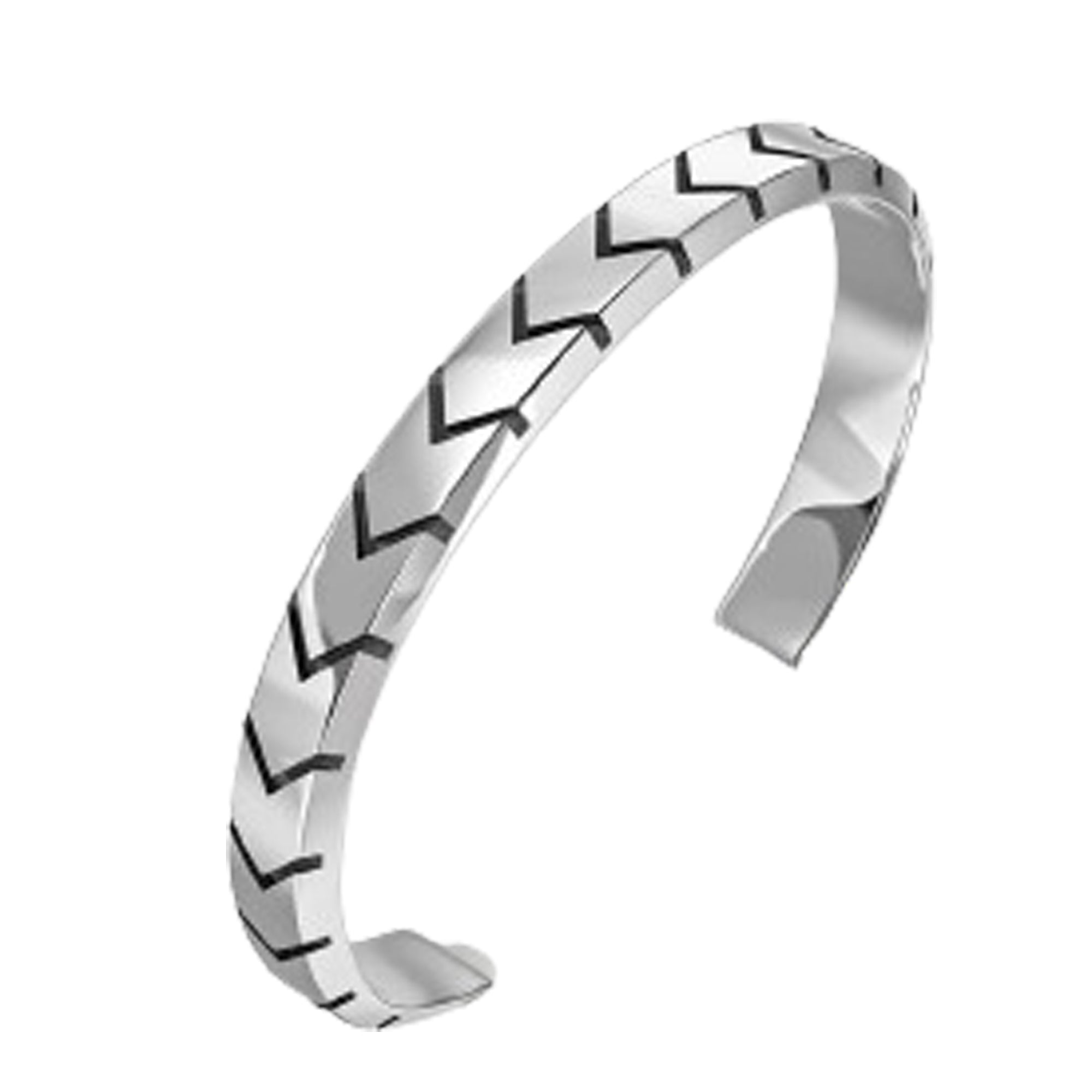 Jazz and Sizzle Men Silver-Plated Textured Cuff Bracelet