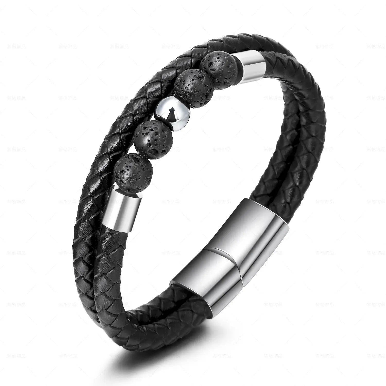 Jazz and Sizzle Men Leather Wraparound Bracelet