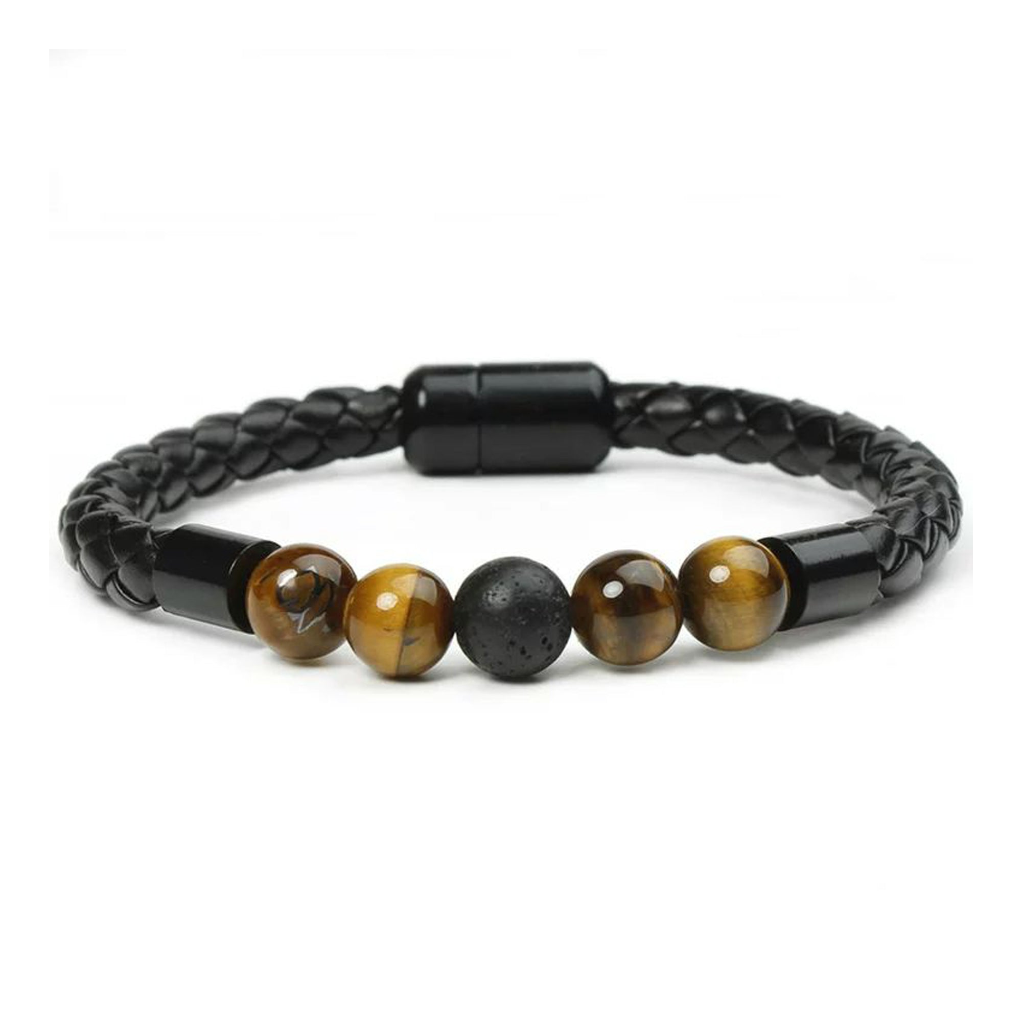 Jazz and Sizzle Men Leather & Beaded Wraparound Bracelet
