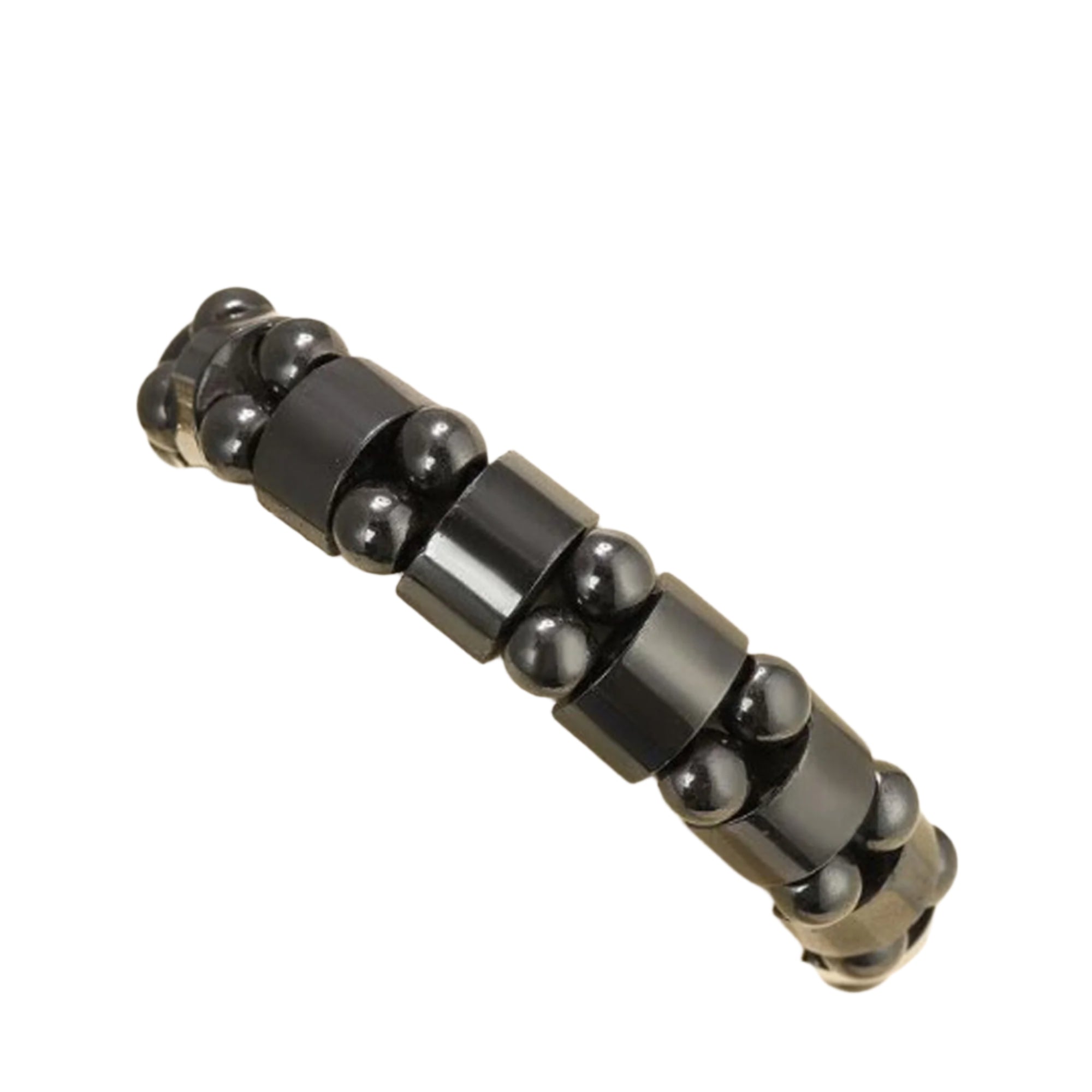 Jazz and Sizzle Men Black Beaded Elasticated Bracelet