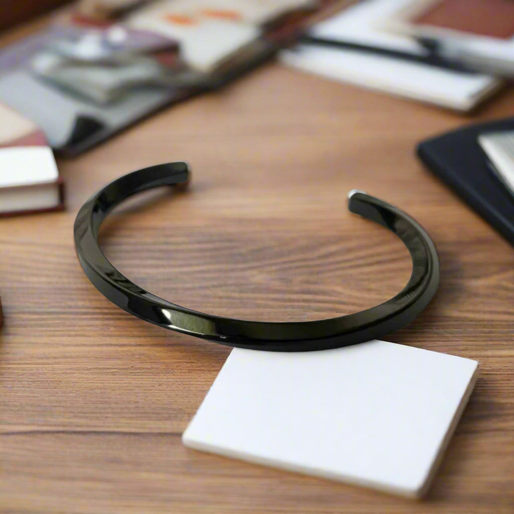 Jazz and Sizzle Men Black-Plated Kada Bracelet