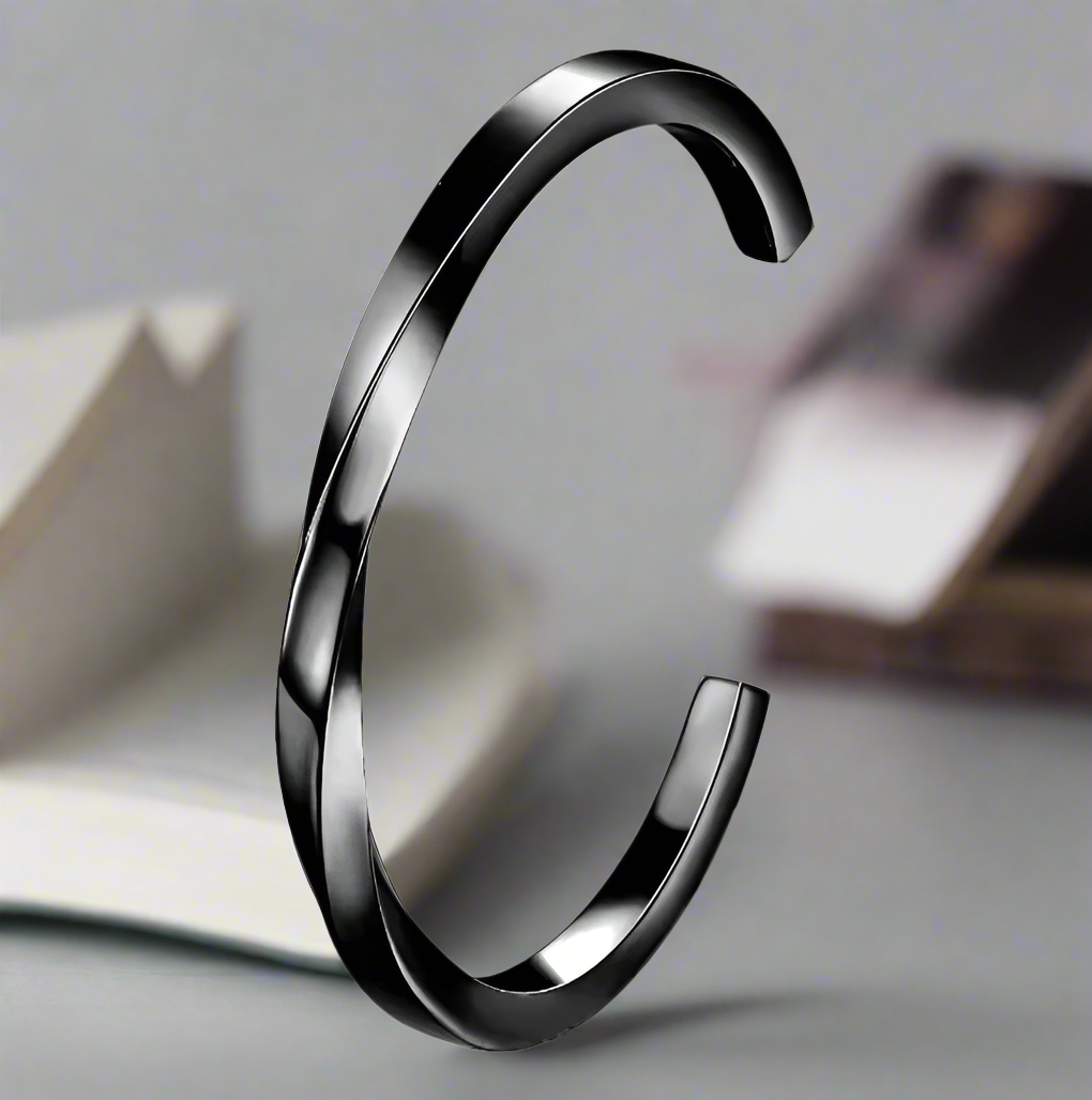 Jazz and Sizzle Men Black-Plated Kada Bracelet