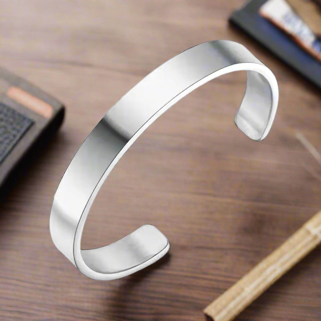 Jazz and Sizzle Set Of 2 Mens Black Plated Textured & Silver Plated Cuff Bracelet Combo