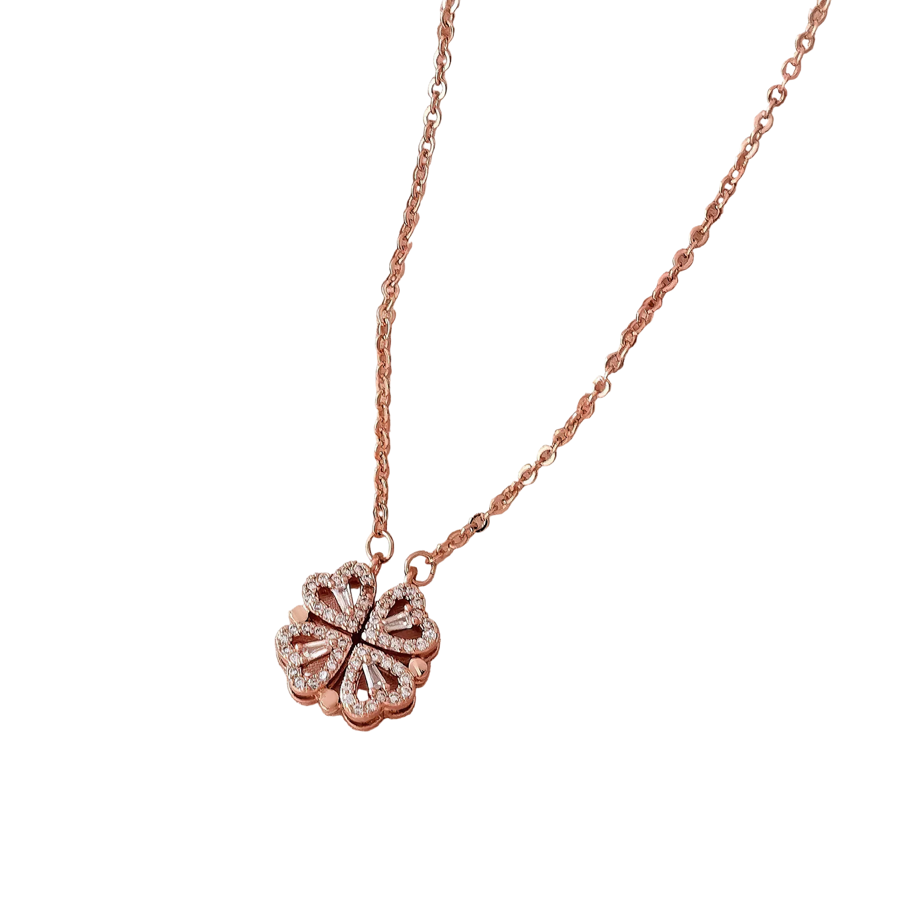 Jazz And Sizzle Rose Gold Plated Heart Shaped Pendent Chain Necklace for Valentines Gift