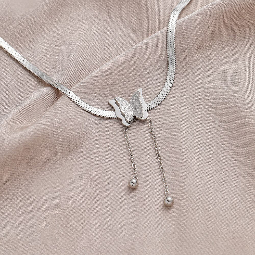 Jazz And Sizzle Silver-Plated Butterfly Chain Necklace for Valentines Gift