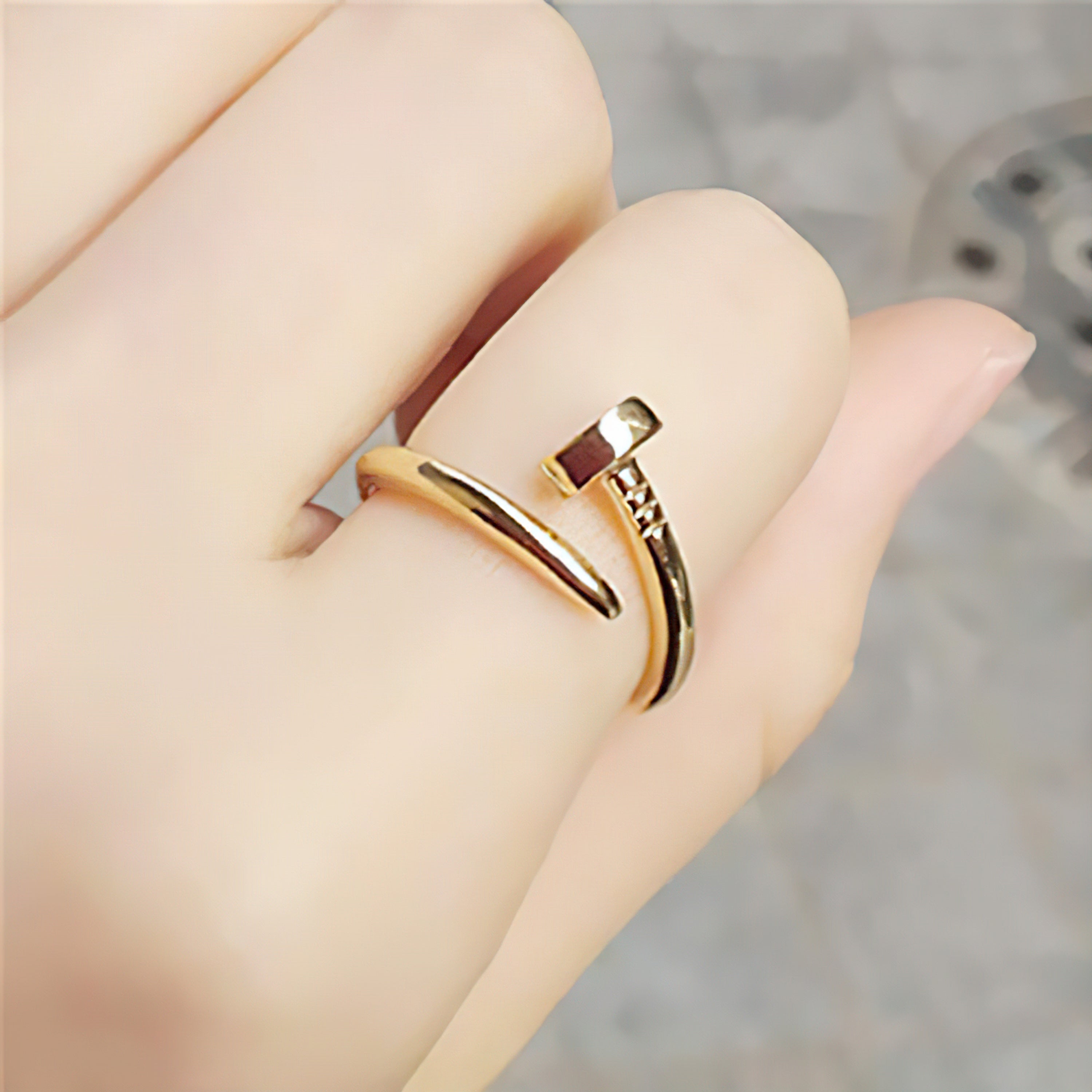Jazz And Sizzle Set of 2 Gold Plated Zircon Studded Adjustable Couple Ring for Valentines Gift