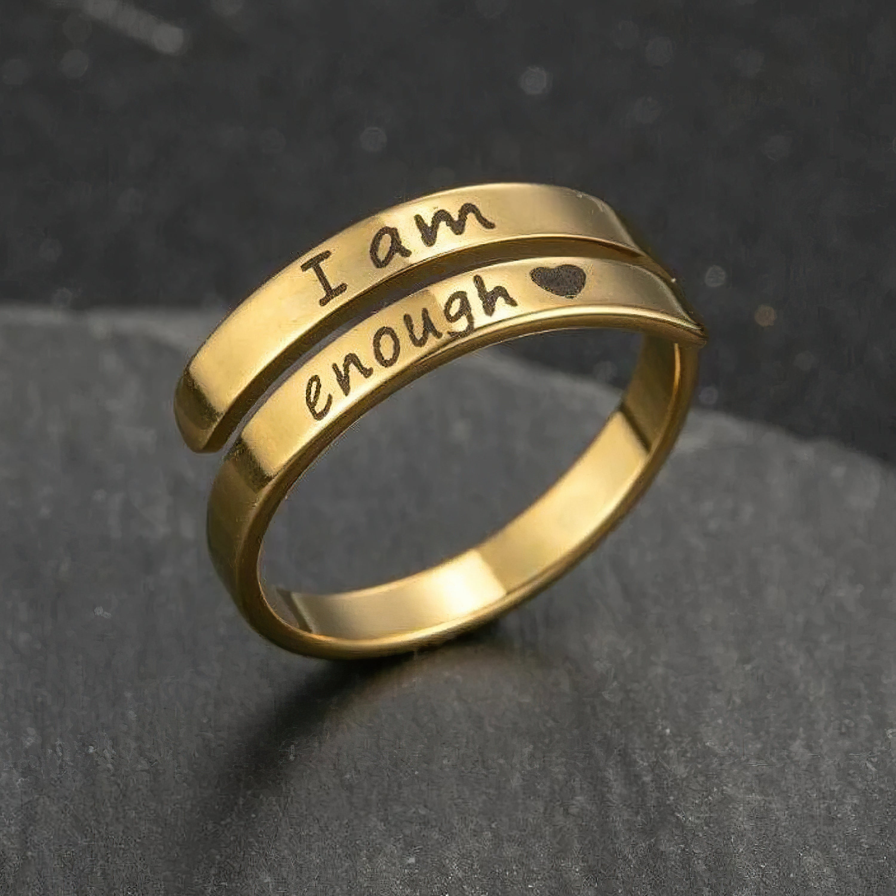 Jazz And Sizzle Gold Plated I am Enough Ring For Valentines Gift