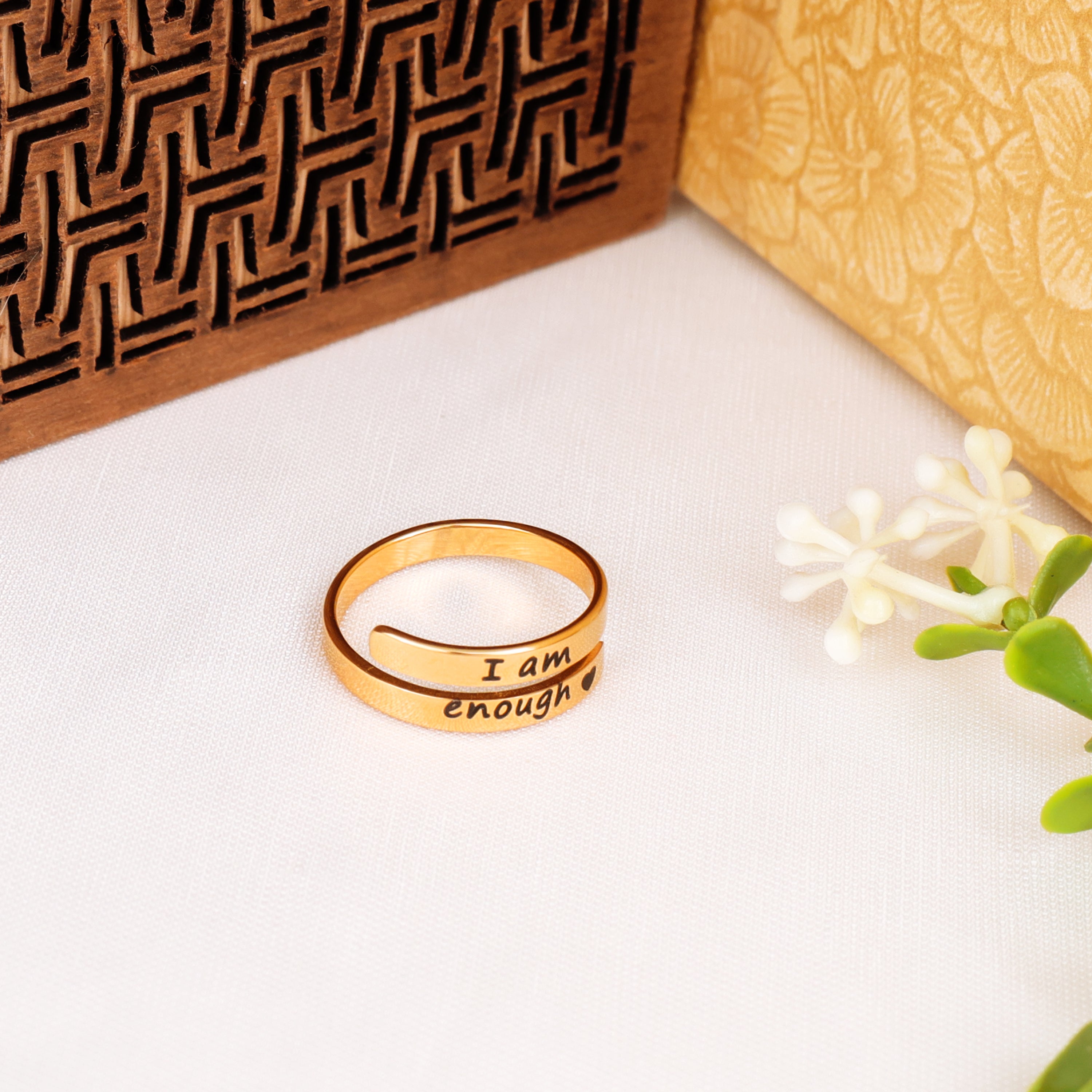 Jazz And Sizzle Gold Plated I am Enough Ring For Valentines Gift