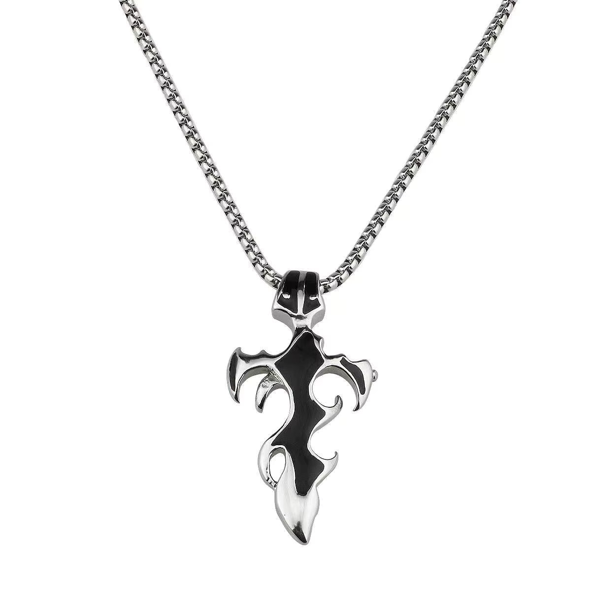 Cool Mens Trendy Kung Fu Hot Black Metal Sword Knife Necklace