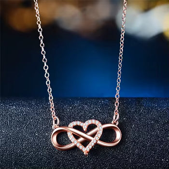 Jazz And Sizzle Rose Gold Plated Infinity Looped Heart Shape Necklace Chain