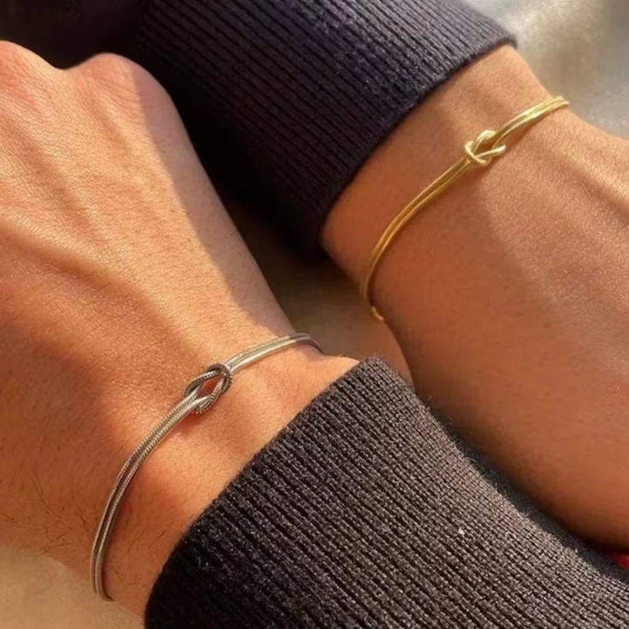 Jazz And Sizzle Cross-border Bestseller Geometric Snake Chain Bracelet Hand-tied Stainless Steel