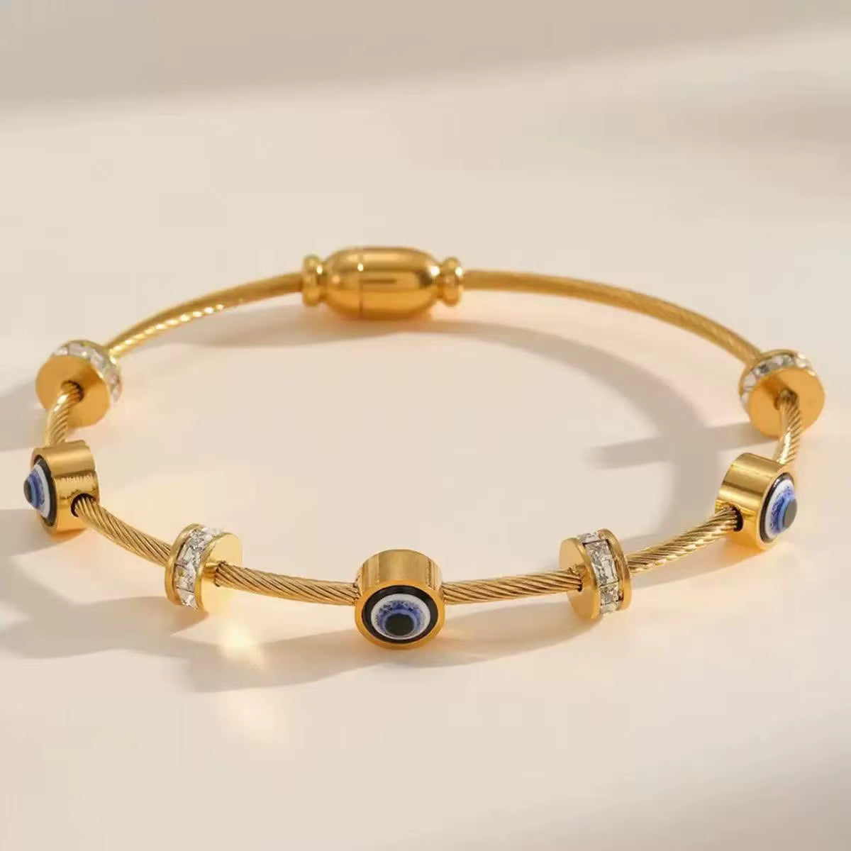 Jazz and Sizzle Stainless Steel Crystal Stud Pearl Bracelet for Women & Girls