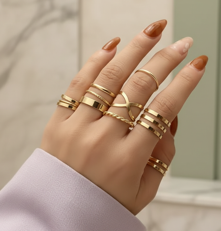 Jazz And Sizzle Fashion Set of 8 Rings for Girls & Women