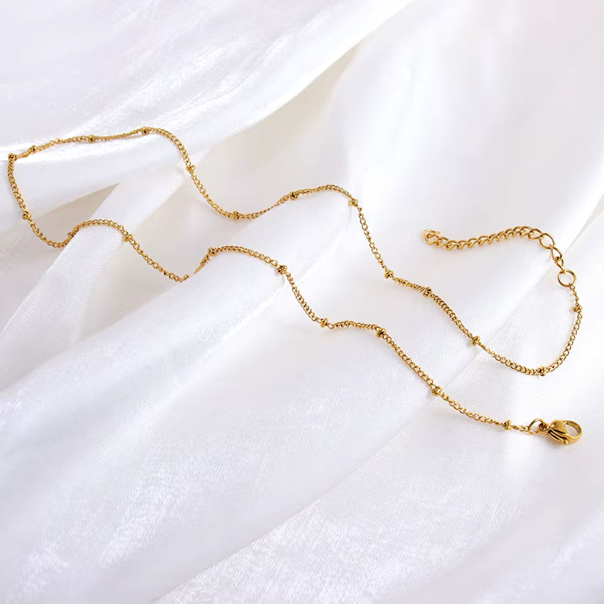Micro Gold Plated Snake Chain Necklaces Bead Accents Fashion Chains