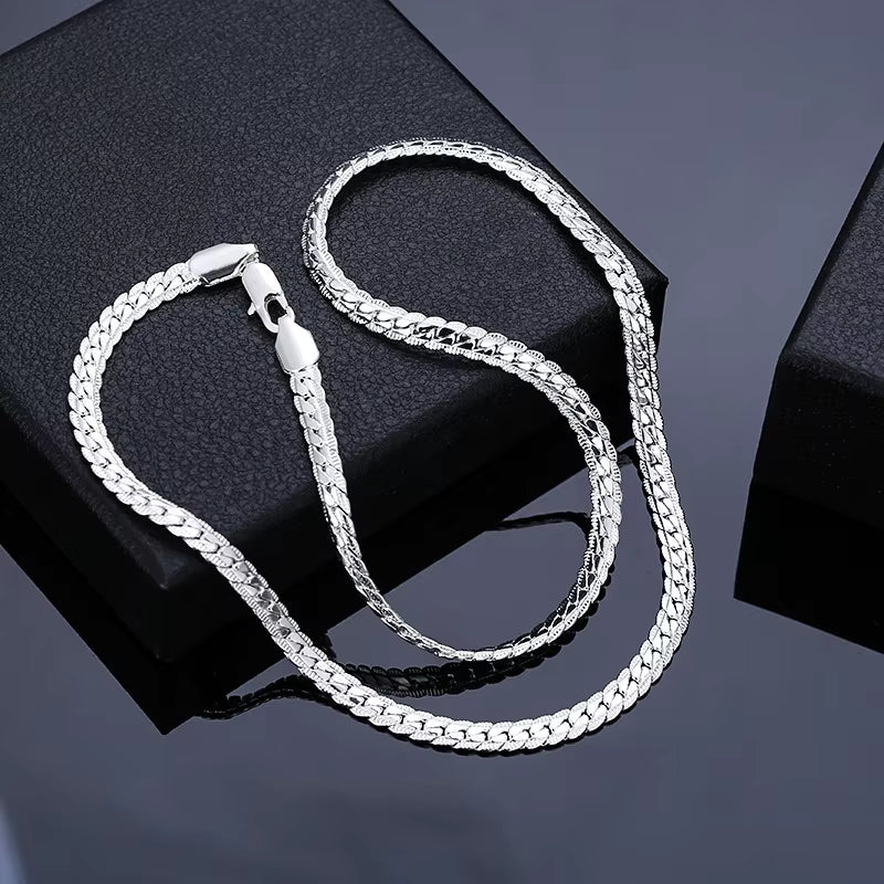 Exquisite 5MM Full Side Necklace in Silver Fashionable