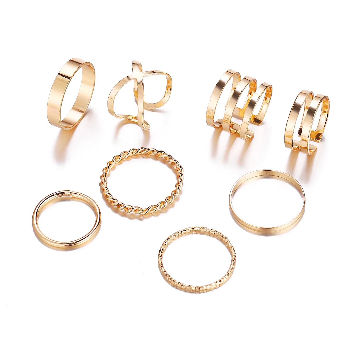 Jazz And Sizzle Fashion Set of 8 Rings for Girls & Women