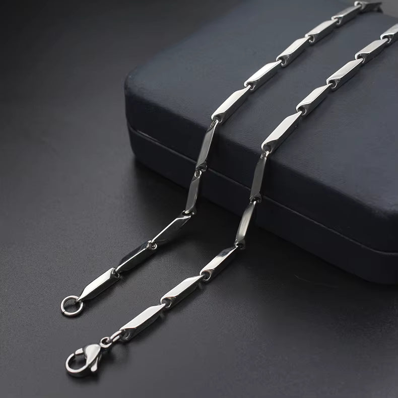 Jazz And Sizzle Silver-Titanium Plated Mens Seed Chain Fashion Necklace