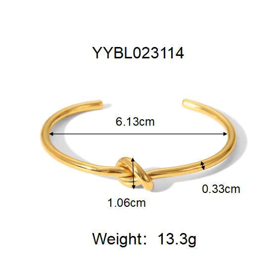 Anti-Tarnish Stainless Steel Gold Plated Stackable Cuff Bracelet Set for Women – Twist, Rope & Knot Design