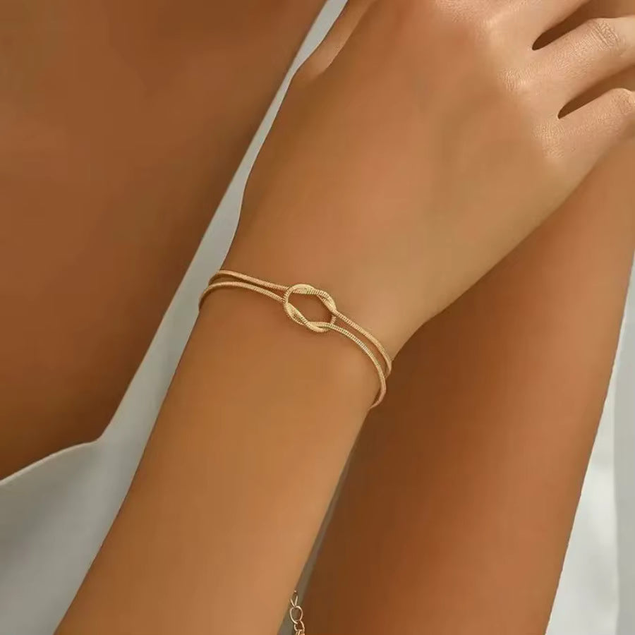 Jazz And Sizzle Cross-border Bestseller Geometric Snake Chain Bracelet Hand-tied Stainless Steel