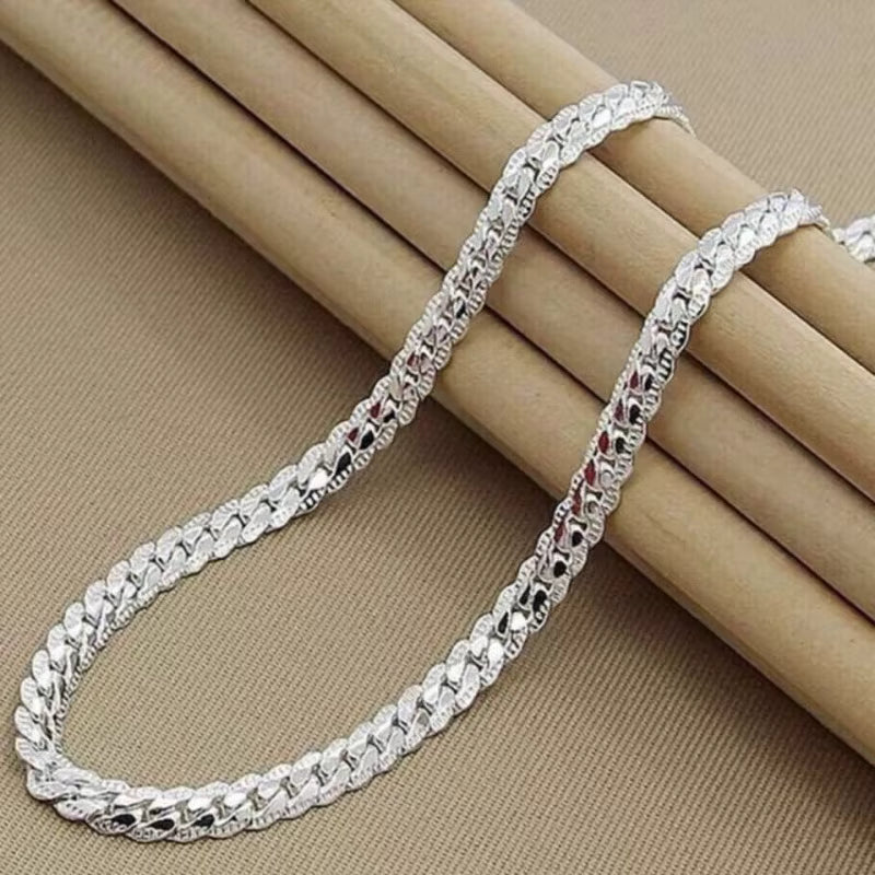 Exquisite 5MM Full Side Necklace in Silver Fashionable