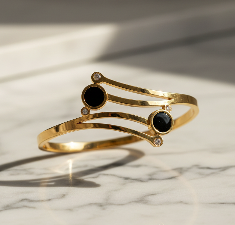 Jazz And Sizzle 18K Gold Plated New Versatile Double Round Diamond Hollow Flower Shaped Gift Bracelet